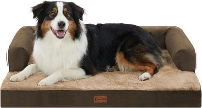 Casa Paw Orthopedic Dog Beds for Large Sized Dogs, Waterproof Egg Crate Foam Medium Dog Couch Beds for Crate 35x22Inch, Washable Pet Beds with Removable Cover and Nonskid Bottom, Brown