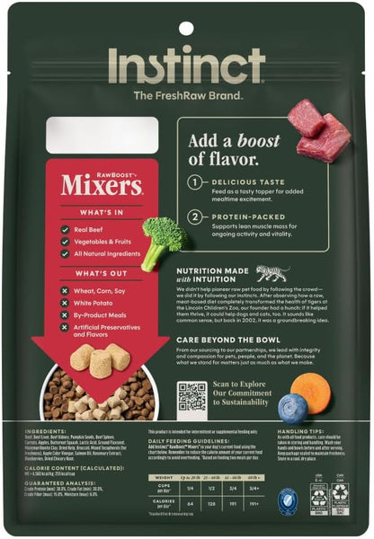 Instinct Raw Boost Mixers, Freeze Dried Dog Food Topper, Grain Free Recipe - All Natural Beef, 14 oz. Bag