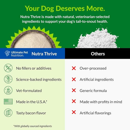 Ultimate Pet Nutrition Nutra Thrive Canine, 40-in-1 Nutritional Powder Supplement for Dogs with Digestion and Immune Support, Vitamins, Minerals, Probiotics, Enzymes, 30 Scoops (Pack of 3)