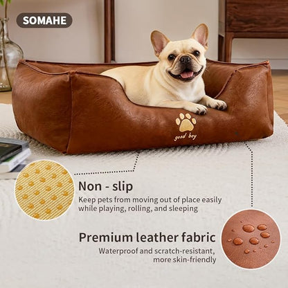 Orthopedic Dog Beds for Small Medium Dogs, Waterproof Pet Bed with Sides, Durable Pet Bed Puppy Bed with Anti-Slip Bottom 24 × 18 × 9 inch Black