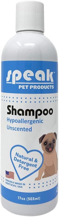 Speak Pet Products Natural Dog Shampoo, Hypoallergenic Unscented, 17oz