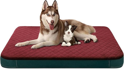 JoicyCo Dog Bed for Extra Large Dogs, Orthopedic Foam Jumbo Dog Bed Mattress, 47 inch Joint Relief Pet Sleeping Bed, Non Slip Bottom with Removable Washable Cover, Wine Red
