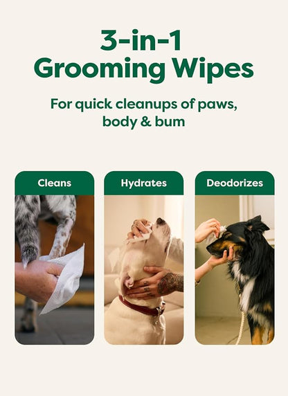 Earth Rated Dog Wipes, Hypoallergenic, Cleaning and Hydrating, for Grooming Paws, Body and Butt, Lavender Scented, 100 Count