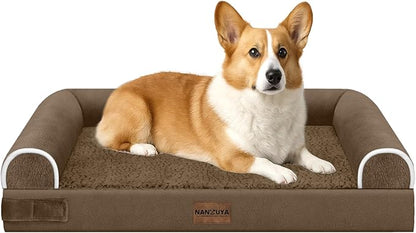Medium Large Dog Bed Orthopedic Washable: Beds Bolster Medium Large Sized Dog Bed Egg Crate Foam Couch Sofa Waterproof with Removable Cover - Dark Coffee
