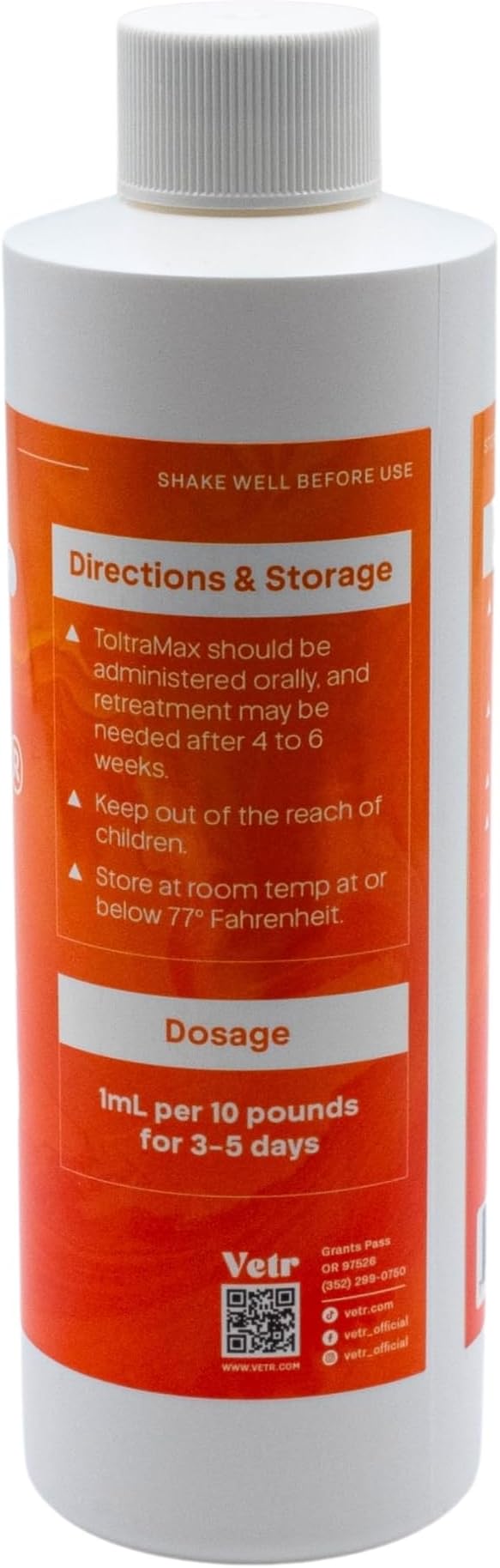 ToltraMax Toltrazuril 10.0% for Horses, Dogs, Cats, 240mL/8 Ounce, for Non-Food Chain Animals, Chicken