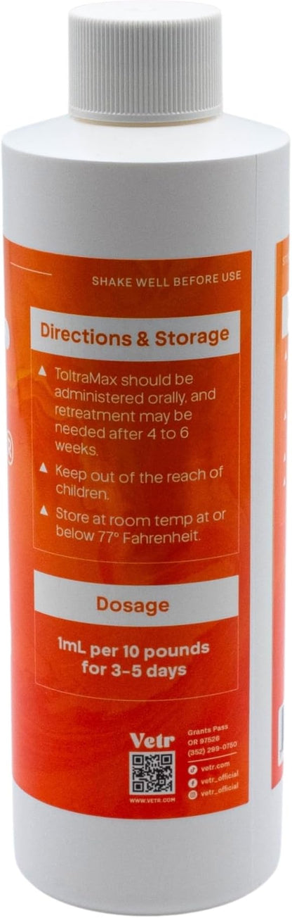 ToltraMax Toltrazuril 10.0% for Horses, Dogs, Cats, 240mL/8 Ounce, for Non-Food Chain Animals, Chicken