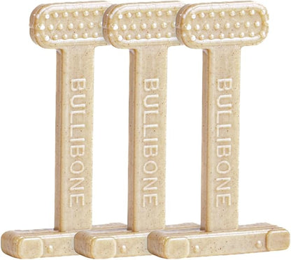 Bullibone Nylon Dog Chew Toy for Aggressive Chewers - Dental Hygiene Bone with Chicken Flavor, Durable Tough Chew Toys for Small Dogs, Indestructible Dog Bone - 3 Pack