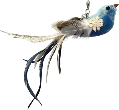 CUTIE PAW PAL Deluxe Bird Replacement Heads for Cat Toys - Set of 5 - Realistic Feather Designs Including Blue Floral, Two-Tone, Traditional, Black & White, Green Hummingbird - Easy Clip-On