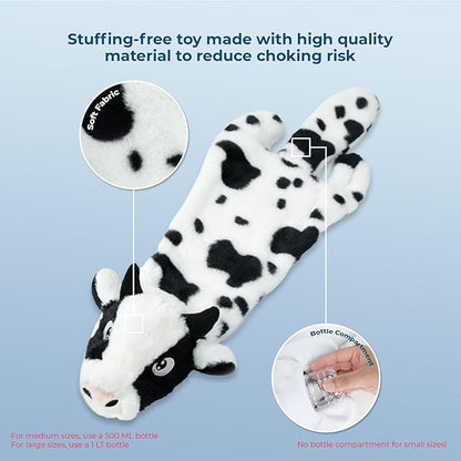 Best Pet Supplies Squeaky Dog Toys with Soft Durable Fabric for Small, Medium and Large Pets Interactive Toy for Indoor Play, Supports Active Biting and Play - Cow, Large