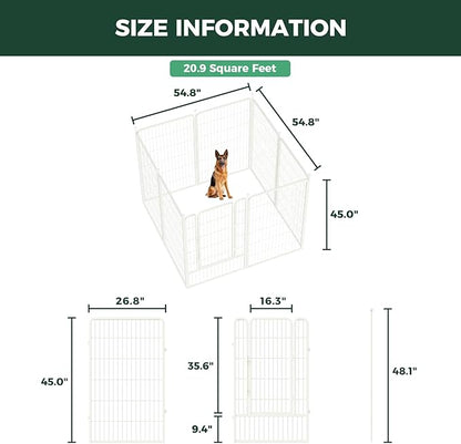 FXW Rollick Unleashed Dog Playpen for Indoor, Yard, RV Camping, 45 inch 8 Panels for Large Dogs, White│Patented