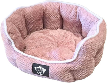 One for Pets Snuggle Pet Bed,Dog Bed, Cat Bed, Removable Washable Octagon Cuddle Bed,Anti Anxiety (Pink, Medium (22.5 Inch))