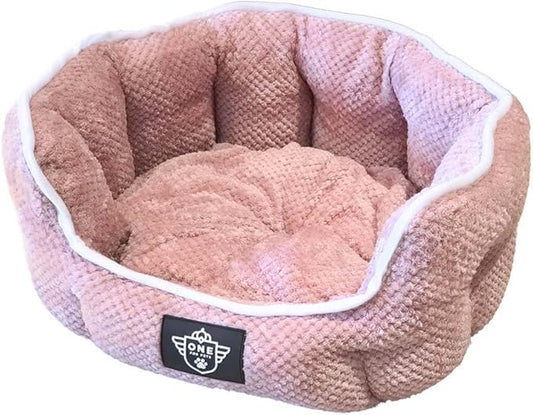 One for Pets Snuggle Pet Bed,Dog Bed, Cat Bed, Removable Washable Octagon Cuddle Bed,Anti Anxiety (Pink, Medium (22.5 Inch))