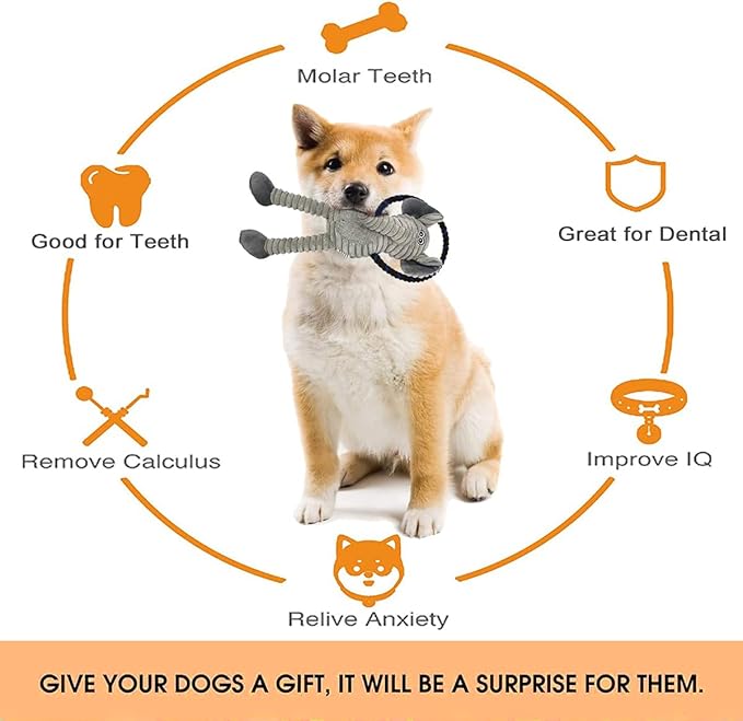 Rope Dog Toys to Keep Them Busy - Tug of War Dog Toys for Boredom Plush Interactive Squeaky Puppy Toys for Small Medium Large Dogs, Training Birthday Gifts