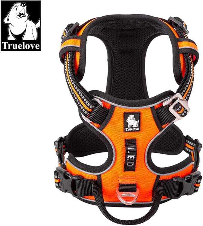 Truelove Dog Harness No Pull Nylon Reflective Pet Harness Adjustable Comfortable Control Step-in Brilliant Colors TLH56512 Orange