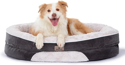 PetFun Orthopedic Dog Bed Couch for Large Sized Pets with Egg Foam Support, Four-Sided Bolster Cushions, Soft Tear-Resistant Fabric, and Removable Machine Washable Plush Cover