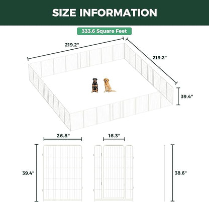 FXW Homeplus Unleashed Indoor Dog Playpen - Stress-Free and Safe Play, Heavy Duty 40 Inch 32 Panels Dog Pen for Medium and Large Dogs, White│Patented