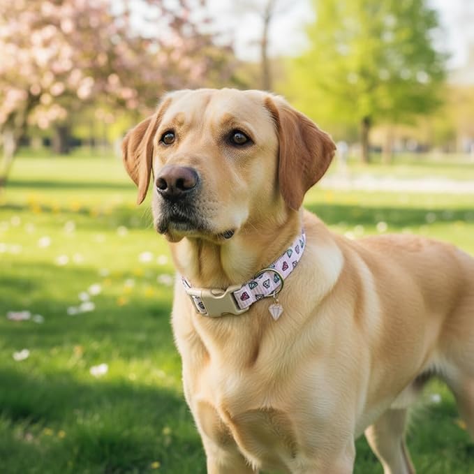 Pink Dog Collar, Cute Dog Collar with Diamond Pattern, Adjustable Soft Cute Collar for Small Dogs, S
