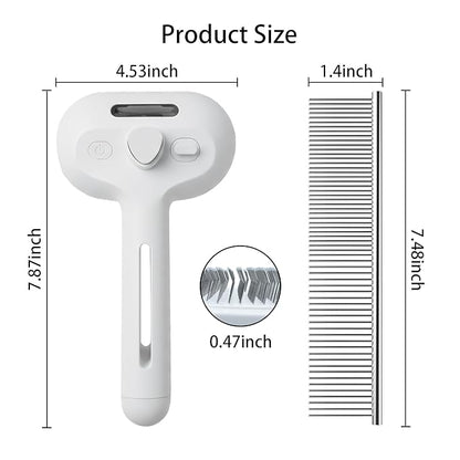Pet Steam Brush for Dog & Cat, 3-in-1 Steam Grooming Brush - Steam for Shedding & Grooming, Comes with a steel comb, Suitable for long and short haired dogs as well as cats