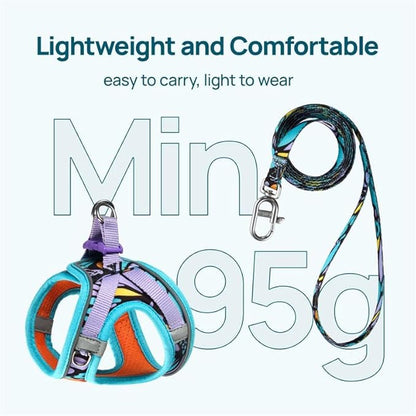 Cat Harness and Leash Set, Step-in Escape Proof Adjustable Vest Harness for Small Medium Large Cats, Lightweight Soft Breathable Reflective Kitten Harness for Walking Travel, Camping(Butterfly, M)