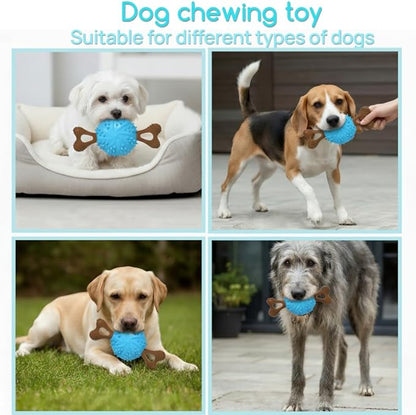 sidaeren Dog Toys,Hybrid Dog Chew Toy for Aggressive Chewers, 2-in-1 Durable Wood-Plastic Bone & TPR Spike Ball, Natural Wood Scent, Integrated Safe Design for 20-100 lbs Medium Large Breeds