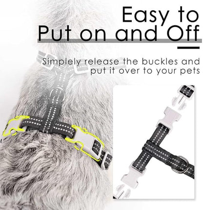 ThinkPet Reflective Breathable Soft Air Mesh No Pull Puppy Choke Free Over Head Vest Ventilation Harness for Puppy Small Medium Dogs and Cats (Black,XS)