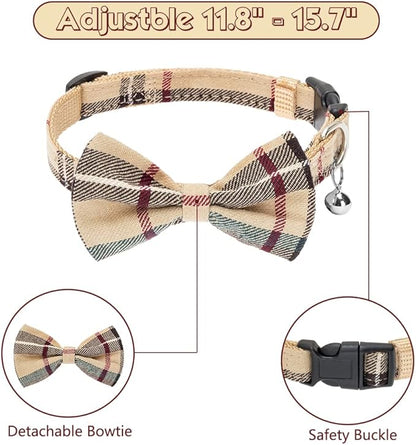 BINGPET Dog Harness Collar Leash Set,Adjustable No Pull Escape Proof Small Dog Harness,Classic Plaid Puppy Harness and Leash Set for Small Medium Large Dogs Training Easy Walk Running(Beige,L)