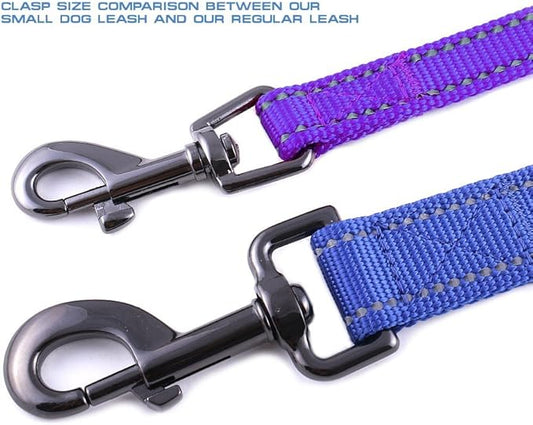 Max and Neo Small Dog Leash - Reflective Nylon, Donates to Dog Rescue (Purple, 6x5/8)