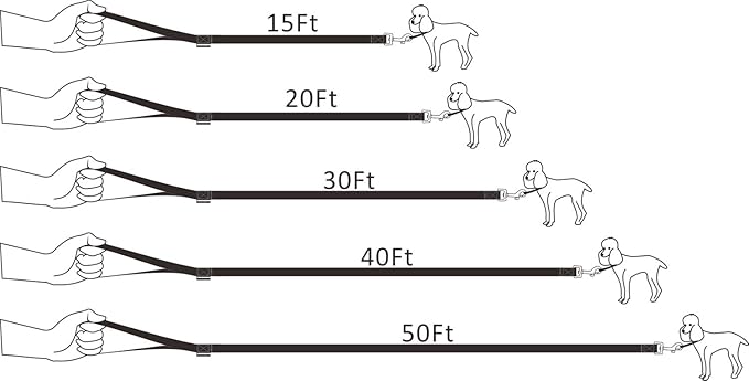 Dog/Puppy Obedience Recall Training Agility Lead - 15ft 20ft 30ft 40ft 50ft Training Leash - Great for Play, Camping, or Backyard - Black 40ft (40Feet, Black)