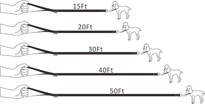 Dog/Puppy Obedience Recall Training Agility Lead - 15ft 20ft 30ft 40ft 50ft Training Leash - Great for Play, Camping, or Backyard - Black 40ft (40Feet, Black)