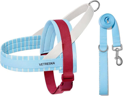 VETRESKA Dog Harness Medium Sized Dog No Pull, Adjustable No Choke Dog Vest, Easy Control & Walk Harness for Large Size Dogs, Pet Vest Harness with Heavy Duty Anti-Tangle Dog Leash, Misty Melo M