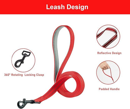 Hipubby Dog Harness and Leash Set, No Pull Soft Mesh Puppy Harness for Small Medium Dogs, Cats - Step in Reflective Breathable Lightweight Vest Harness for Walking, Training - Red, XXS