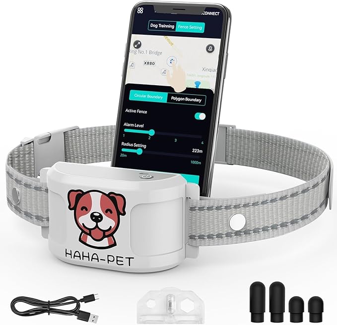 WEUYUY GPS Electric Dog Collar with Free App, Wireless Fence System with Training Collar, Portable Fence for Outdoor Use, Rechargeable Waterproof Collar, Adjustable of Dogs