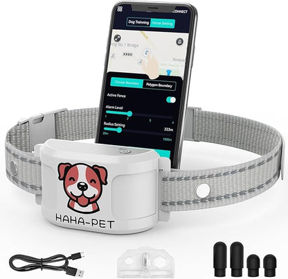 WEUYUY GPS Electric Dog Collar with Free App, Wireless Fence System with Training Collar, Portable Fence for Outdoor Use, Rechargeable Waterproof Collar, Adjustable of Dogs