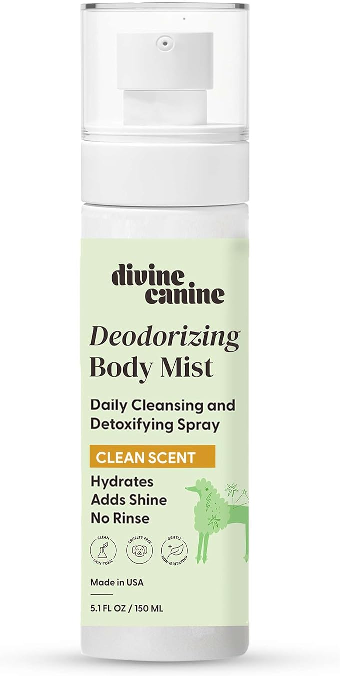 Divine Canine Cleansing Hair and Body Spray for Dogs - 5.1 Fl Oz of Dog Deodorizer, Long Lasting Formula - Everyday Body Spray with Aloe, Lemongrass Oil, and More - Made in The USA