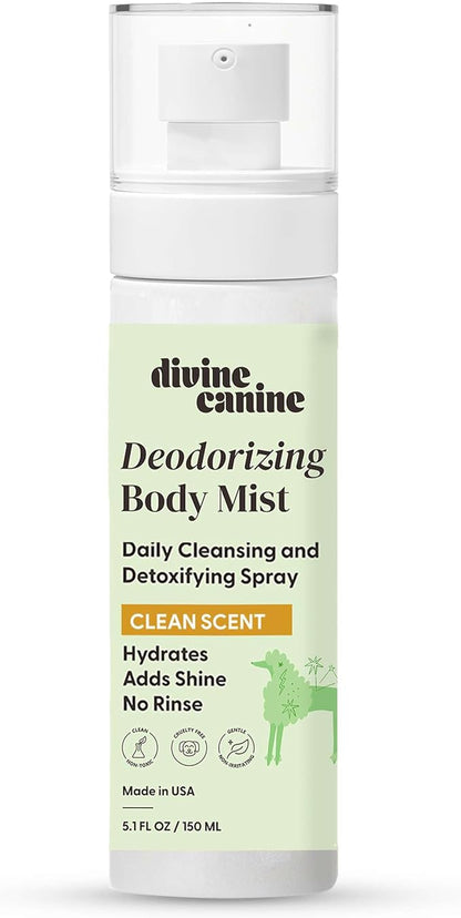 Divine Canine Cleansing Hair and Body Spray for Dogs - 5.1 Fl Oz of Dog Deodorizer, Long Lasting Formula - Everyday Body Spray with Aloe, Lemongrass Oil, and More - Made in The USA