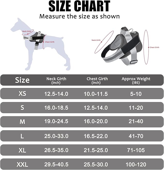 Bolux Dog Harness, No-Pull Reflective Dog Vest, Breathable Adjustable Pet Harness with Handle for Outdoor Walking - No More Pulling, Tugging or Choking
