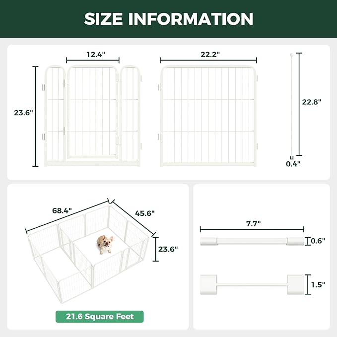 FXW Homeplus Unleashed Indoor Dog Playpen - Stress-Free and Safe Play, Heavy Duty 24 Inch 12 Panels with Connectors (Pack of 2) for Puppy and Small Dogs, White│Patented