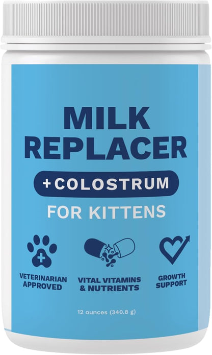 Under the Weather Kitten Milk Replacer Powder + Colostrum | Kitten Milk Replacement Formula | Nutrient-Rich Formula with Colostrum for Immune & Digestive Support – 12 oz