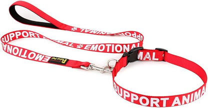 Plutus Pet Emotional Support Animal Leash with Soft Neoprene Padded Handle,Printed in Large Letters on Both Sides,4ft Long,Red,1" Wide for Large Dogs