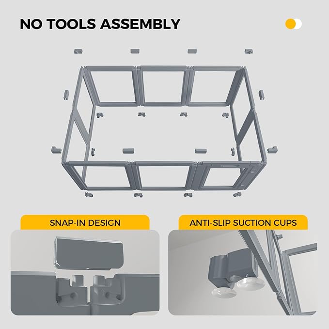 Everfront Clear Dog Play Pen - Easy Assemble Durable Plastic Acrylic Dog Playpen - Dog Playpen Indoor, Puppy Playpen, Cat Playpen, Small Animal Playpen, Dog Play Pen Indoors (Grey, 30.3" H, 8PCS)