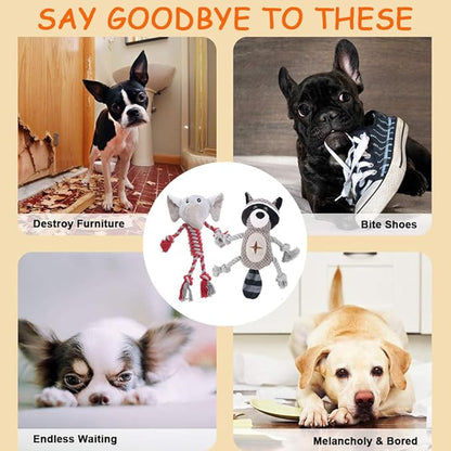 Rope Dog Toys to Keep Them Busy - Tug of War Dog Toys for Boredom Plush Interactive Squeaky Puppy Toys for Small Medium Large Dogs, Birthday Training Gifts