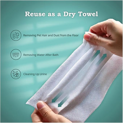 Extra Large Size - 20.5" x 12.6" Pet Wipes | Individually Packaged | Paw Wipes | Hypoallergenic | Grooming | Bathing | Green Tea Scented Deodorizing | Tear Stain | All Purpose Bath Wipes | 10 Counts
