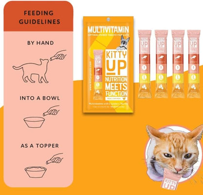 Kitty Up Lickable Cat Treats - All Natural Chicken Puree Tubes with Lysine & Taurine | Grain-Free Wet Treats for Indoor Cats & Kittens (12 Pack)