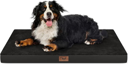 Tail Stories Orthopedic Dog Crate Bed for Extra Large Dogs, XXL Waterproof Comfort Pet Bed with Egg Crate Foam 47x29 Inch, Removable Oxford Cover, Black