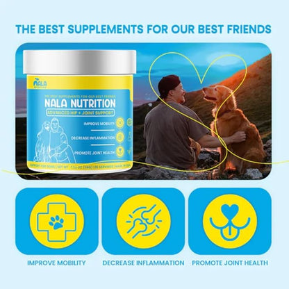 Nala Nutrition Advanced Hip and Joint Supplement for Dogs | Chondroitin, Vitamin and Glucosamine for Dogs | Dog Joint Supplement for Health + Mobility | 120 Scoops