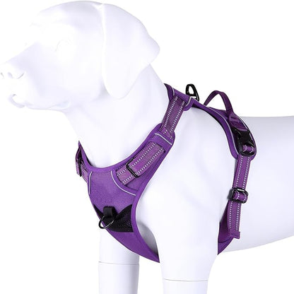 JUXZH Truelove No Pull Dog Harness with Easy Control Handle and 2 Leash Attachments,Reflective Adjustable Pet Vest