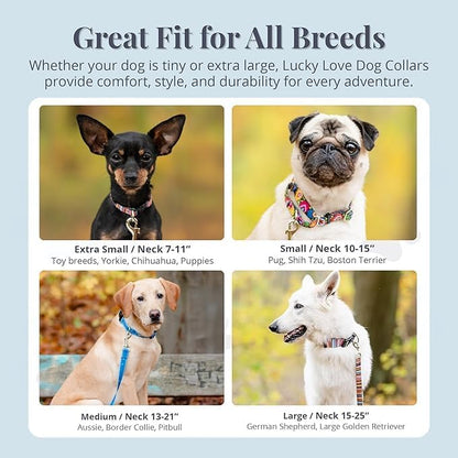 Lucky Love Dog - Adjustable Dog Collar with Easy Click Buckle for Medium, Durable, & Comfortable for Male & Female Dogs, Pet Collar for Puppies & Adult Dogs - Ladybird, Medium