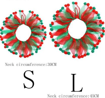 Christmas Pet Collar Ornaments Red Green Collar Adjustable Holiday Dress for Cat and Dog (L(45CM))
