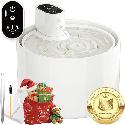 Ceramic Cat Water Fountain,Cat Water Fountain Cordless Battery Operated 78oz/2.3L with Motion Sensor, Ultra Quiet Pump BPA-Free for Cats, Dogs, Multiple Pets