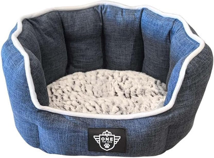 One for Pets Snuggle Pet Bed,Dog Bed, Cat Bed, Removable Washable Octagon Cuddle Bed,Anti Anxiety (Blue, Small (18 Inch))